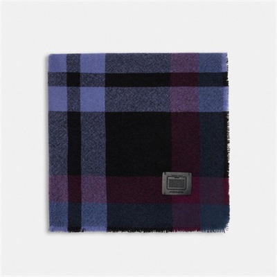 Esarfe Dama Coach Plaid Print Cashmere Blanket Bleumarin | Romania-681507