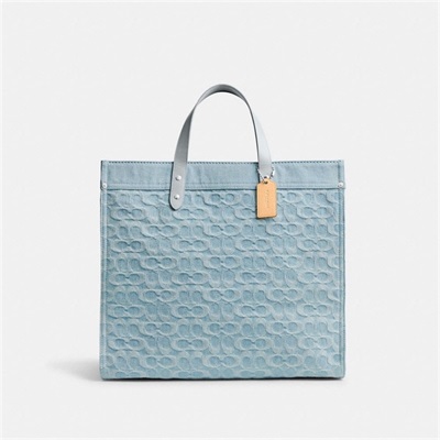 Geanta Barbati Coach Field Tote 40 In Signature Denim Albastri | Romania-507934