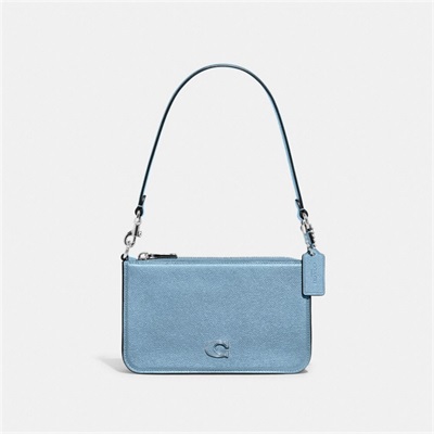 Geanta Barbati Coach Pouch With Signature Canvas Detail Turcoaz | Romania-875012