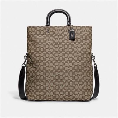 Geanta Barbati Coach Rowe Foldover Tote In Signature Textil Jacquard Negrii | Romania-538201