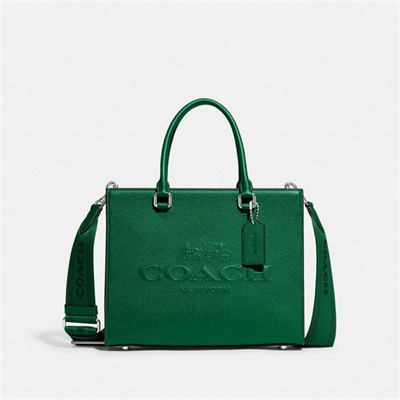 Geanta Barbati Coach Tote With Signature Canvas Detail Verzi | Romania-120548