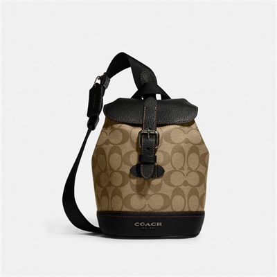 Geanta Crossbody Barbati Coach Hudson Small Pack In Signature Canvas Kaki Negrii | Romania-547961