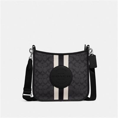 Geanta Dama Coach Dempsey File In Signature Jacquard With Stripe And Coach Patch Argintii Negrii Negrii Colorati | Romania-480259