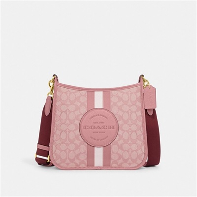 Geanta Dama Coach Dempsey File In Signature Jacquard With Stripe And Coach Patch Aurii Roz Colorati | Romania-915638