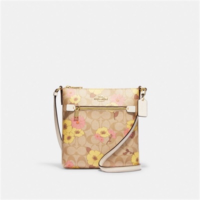 Geanta Dama Coach Mini Rowan File In Signature Canvas With Floral Cluster Print Aurii Kaki Deschis Colorati | Romania-061543