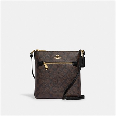 Geanta Dama Coach Mini Rowan File In Signature Canvas Aurii Maro Negrii | Romania-210489