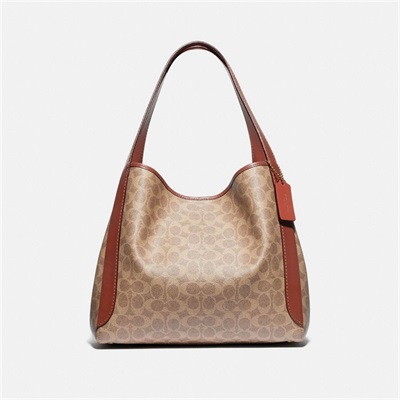 Geanta De Umar Dama Coach Hadley Hobo In Signature Canvas Maro | Romania-540378