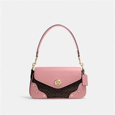 Geanta De Umar Dama Coach Millie In Colorblock Signature Canvas Maro Roz | Romania-318674