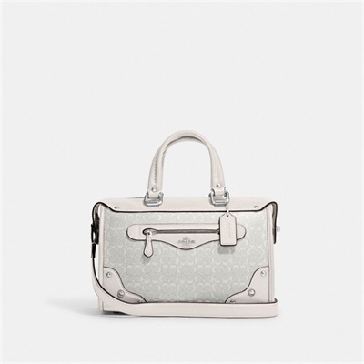 Geanta Satchel Dama Coach Millie In Colorblock Signature Canvas Argintii Albi | Romania-206875