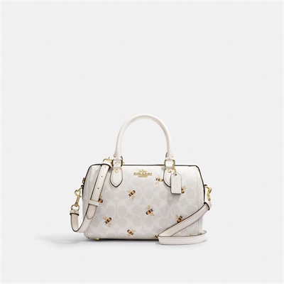 Geanta Satchel Dama Coach Rowan In Signature Canvas With Bee Print Aurii Albi Colorati | Romania-514372