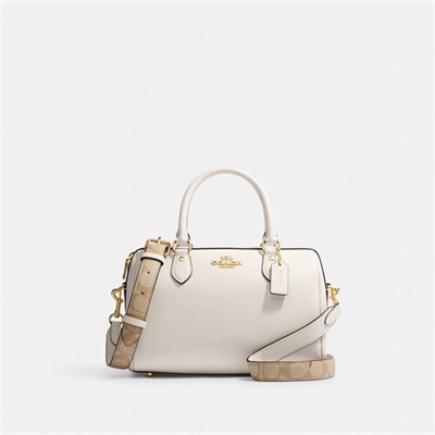 Geanta Satchel Dama Coach Rowan With Signature Canvas Detail Aurii | Romania-793214