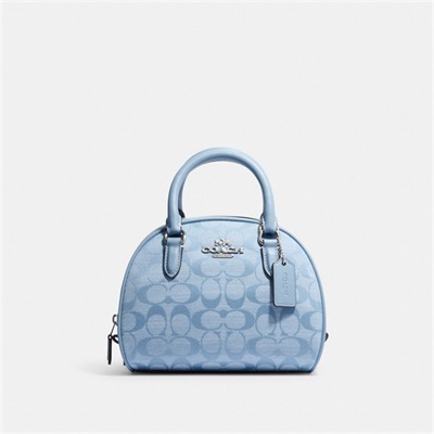 Geanta Satchel Dama Coach Sydney In Signature Chambray Argintii Flori Colorati | Romania-160479