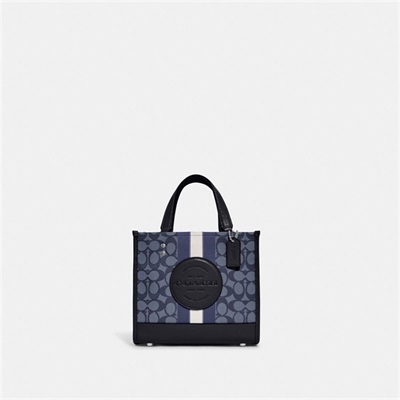 Geanta Tote Dama Coach Dempsey 22 In Signature Jacquard With Stripe And Coach Patch Argintii Bleumarin Colorati | Romania-346029