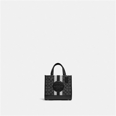 Geanta Tote Dama Coach Dempsey 22 In Signature Jacquard With Stripe And Coach Patch Argintii Negrii Negrii Colorati | Romania-743865