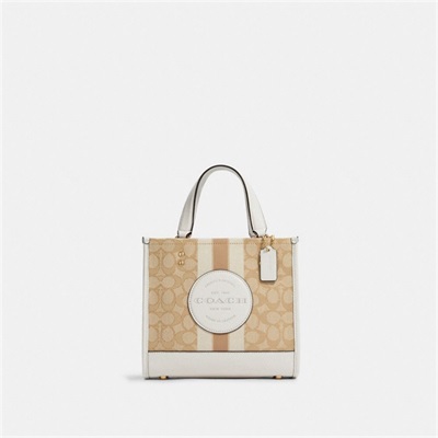 Geanta Tote Dama Coach Dempsey 22 In Signature Jacquard With Stripe And Coach Patch Aurii Kaki Deschis | Romania-915764