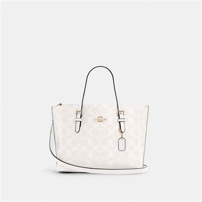 Geanta Tote Dama Coach Mollie 25 In Signature Canvas Aurii Albi | Romania-120869