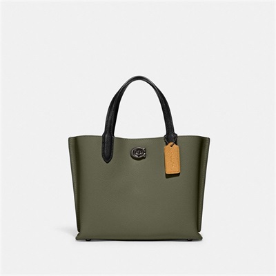 Geanta Tote Dama Coach Willow 24 In Colorblock With Signature Canvas Interior Verzi Colorati | Romania-568429