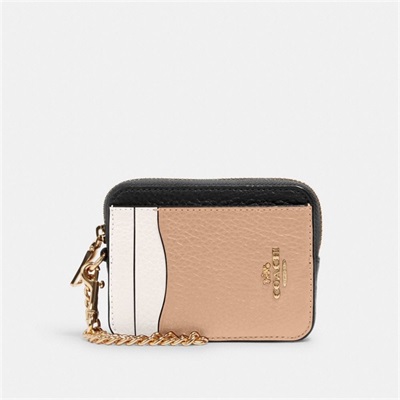 Husa Pentru Carduri Dama Coach Zip In Colorblock Aurii Colorati | Romania-864023