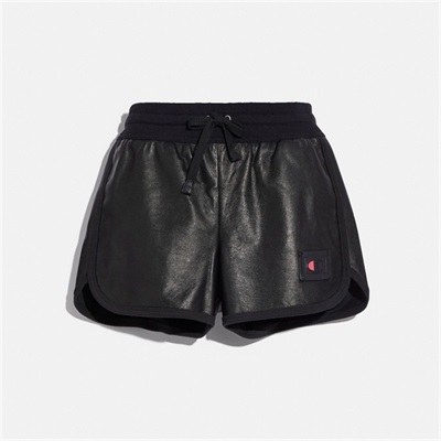 Pantaloni Scurti Dama Coach Coach X Champion Leather Negrii | Romania-026743