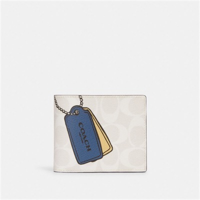 Portofel Dama Coach 3 In 1 In Signature Canvas With Trompe L'oeil Print Argintii Colorati | Romania-742569