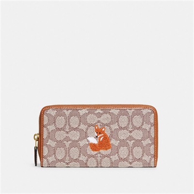 Portofel Dama Coach Accordion Zip In Signature Jacquard With Fox Motif Maro | Romania-683150