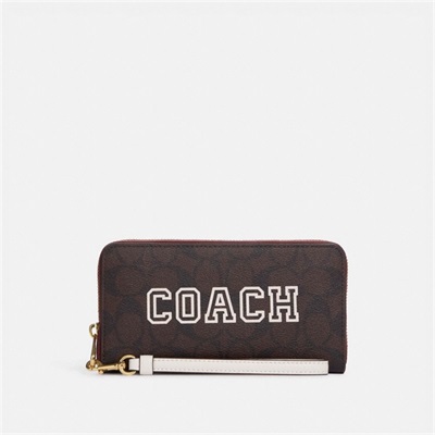 Portofel Dama Coach Long Zip Around In Signature Canvas With Varsity Motif Maro Colorati | Romania-076132