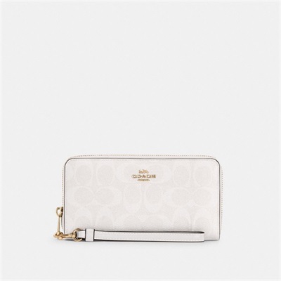 Portofel Dama Coach Long Zip Around In Signature Canvas Aurii Albi | Romania-980457