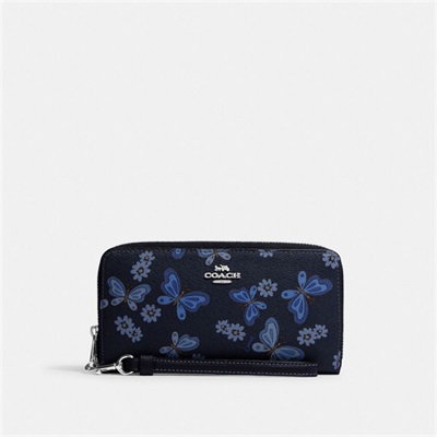 Portofel Dama Coach Long Zip Around With Lovely Butterfly Print Argintii Bleumarin Colorati | Romania-065124