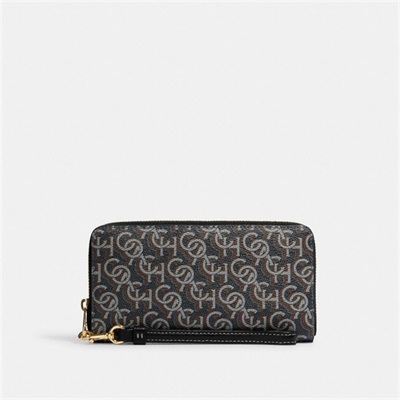 Portofel Dama Coach Long Zip Around With Coach Monogram Print Aurii Negrii | Romania-829514