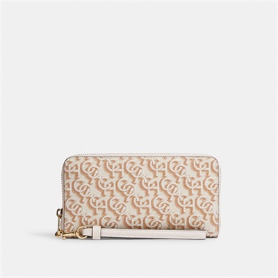 Portofel Dama Coach Long Zip Around With Coach Monogram Print Aurii | Romania-891064