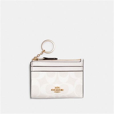 Portofel Dama Coach Mini Slab Id Case In Signature Canvas Aurii Albi | Romania-216905