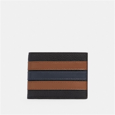 Portofel Dama Coach Slim Billfold With Varsity Stripe Negrii | Romania-654702