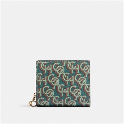 Portofel Dama Coach Snap With Coach Monogram Print Aurii Verzi | Romania-104573