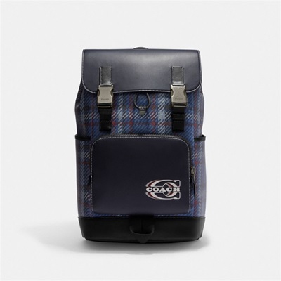 Rucsac Barbati Coach Track With Plaid Print And Coach Stamp Bleumarin Colorati | Romania-548297