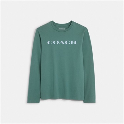 Tricouri Barbati Coach Essential Long Sleeve In Organic Cotton Gri | Romania-685102