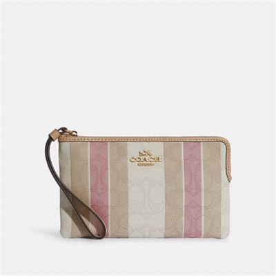 Wristlets Dama Coach Large Corner Zip In Signature Jacquard With Stripes Aurii Colorati | Romania-358014