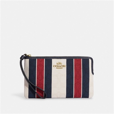 Wristlets Dama Coach Large Corner Zip In Signature Jacquard With Stripes Aurii Colorati | Romania-407896