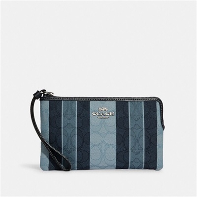 Wristlets Dama Coach Large Corner Zip In Signature Jacquard With Stripes Argintii Colorati | Romania-793280