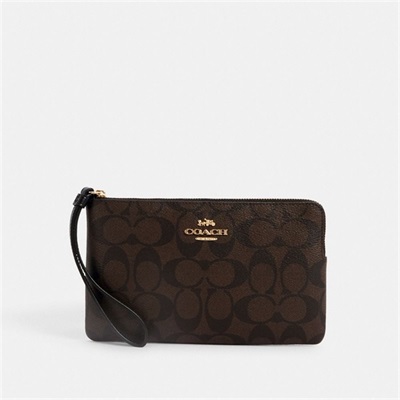 Wristlets Dama Coach Large Corner Zip In Signature Canvas Aurii Maro Negrii | Romania-952703