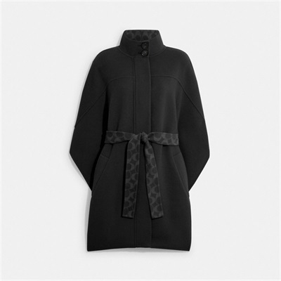 Îmbrăcăminte Exterioară Dama Coach Double Face Wool Cape Negrii | Romania-463921