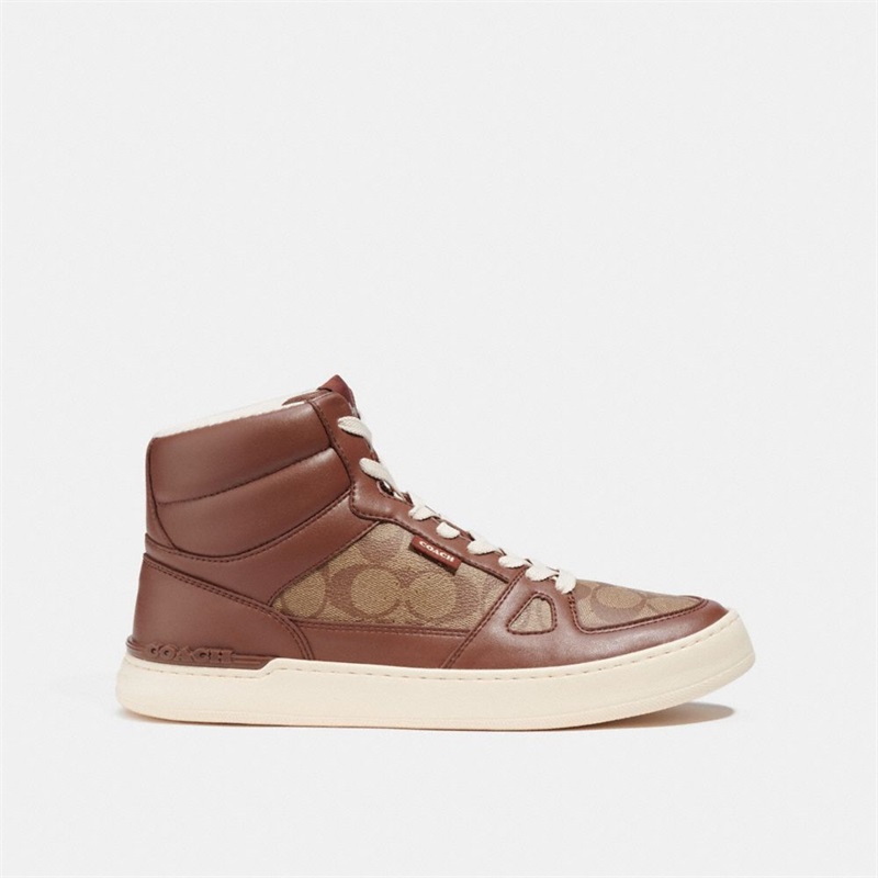 Adidași Barbati Coach Clip Court High Top In Signature Canvas Maro | Romania-820914