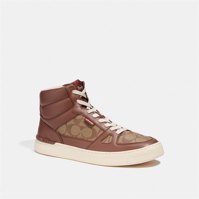 Adidași Barbati Coach Clip Court High Top In Signature Canvas Maro | Romania-820914