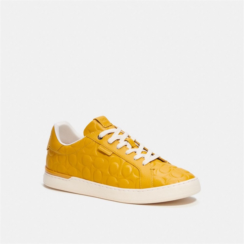 Adidași Barbati Coach Lowline Low Top In Signature Leather Galbeni Aurii | Romania-714805