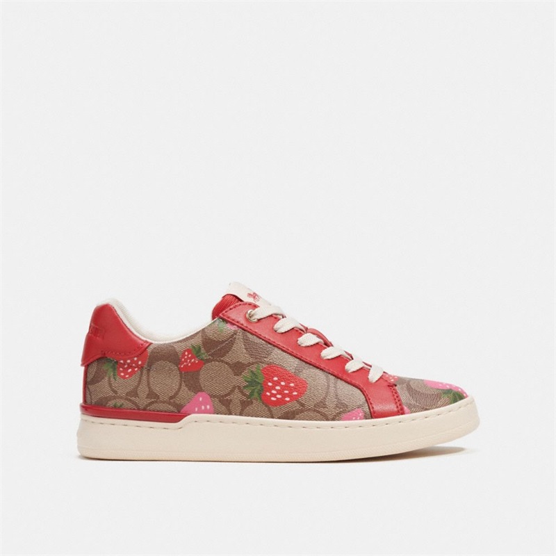 Adidași Dama Coach Clip Low Top In Signature Canvas With Wild Strawberry Print Rosii | Romania-019872