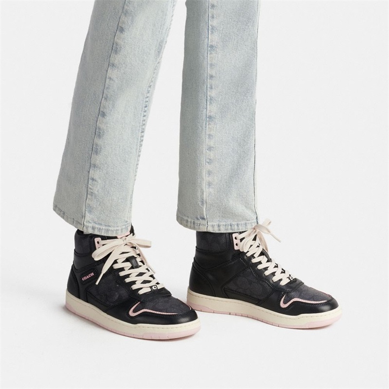 Adidași Dama Coach High Top In Signature Canvas Negrii | Romania-649087