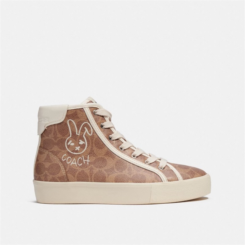 Adidași Dama Coach Lunar New Year Citysole High Top Platforma In Signature Canvas With Rabbit Maro | Romania-415987