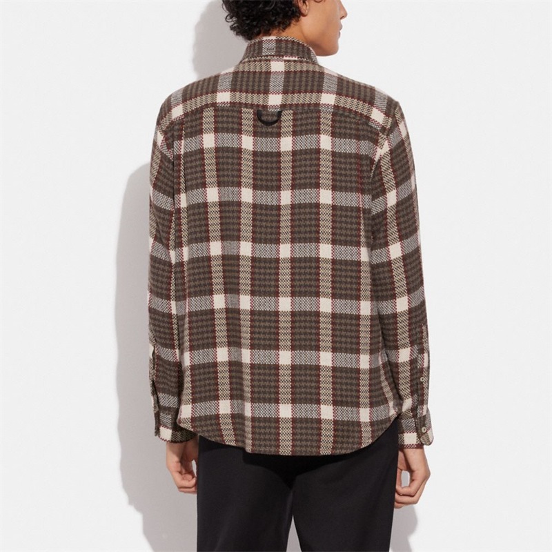 Camasa Barbati Coach Oversized Flannel Maro Albi | Romania-871246