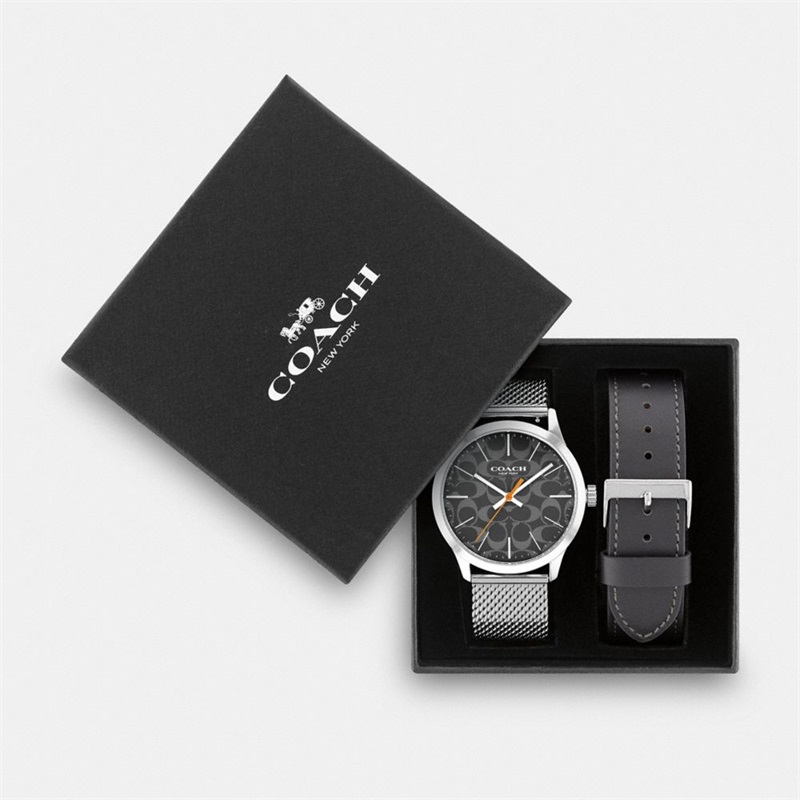 Ceas Barbati Coach 39 Mm, Gift Set Boxed Baxter Gri | Romania-401782