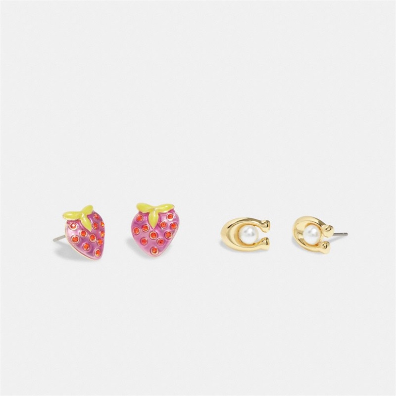 Cercei Dama Coach Strawberry Signature Stud Set Aurii Rosii | Romania-460532