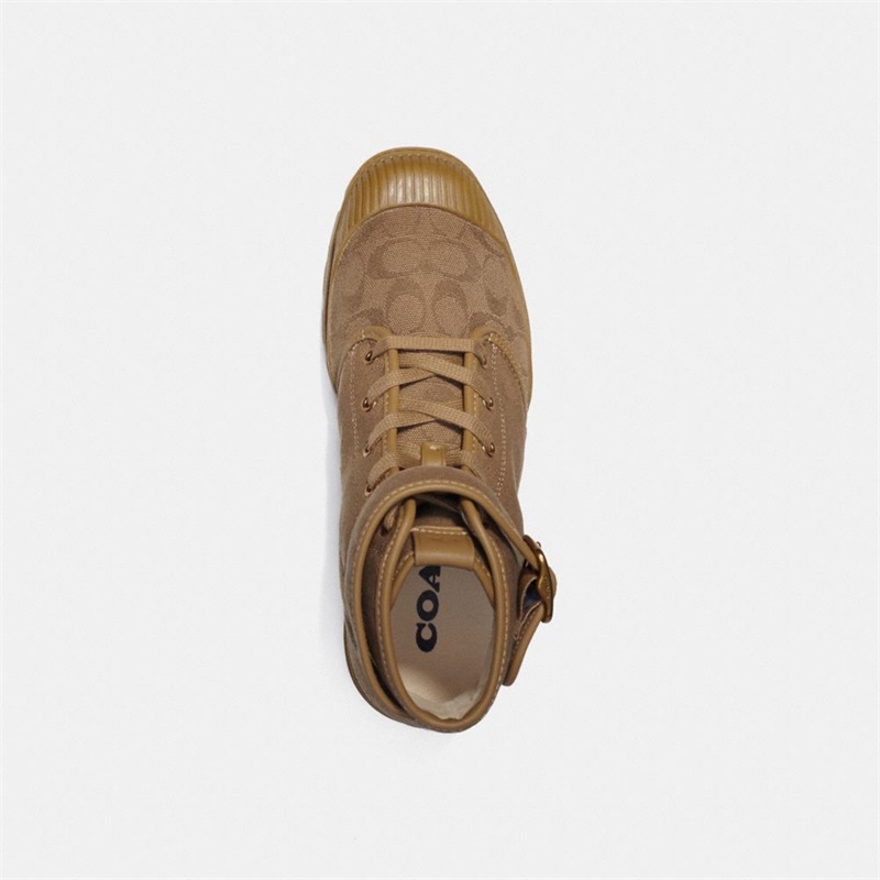 Cizme Barbati Coach Trooper Mid Top In Signature Jacquard Canvas Albastru Deschis | Romania-862340